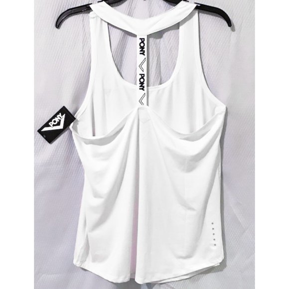 PONY ACTIVE WHITE T-BACK TANK - Picture 1 of 6
